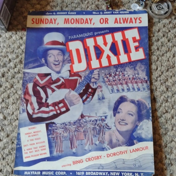 Bing Crosby & Dorothy Lamour Dixie Sheet Music - Picture 1 of 3
